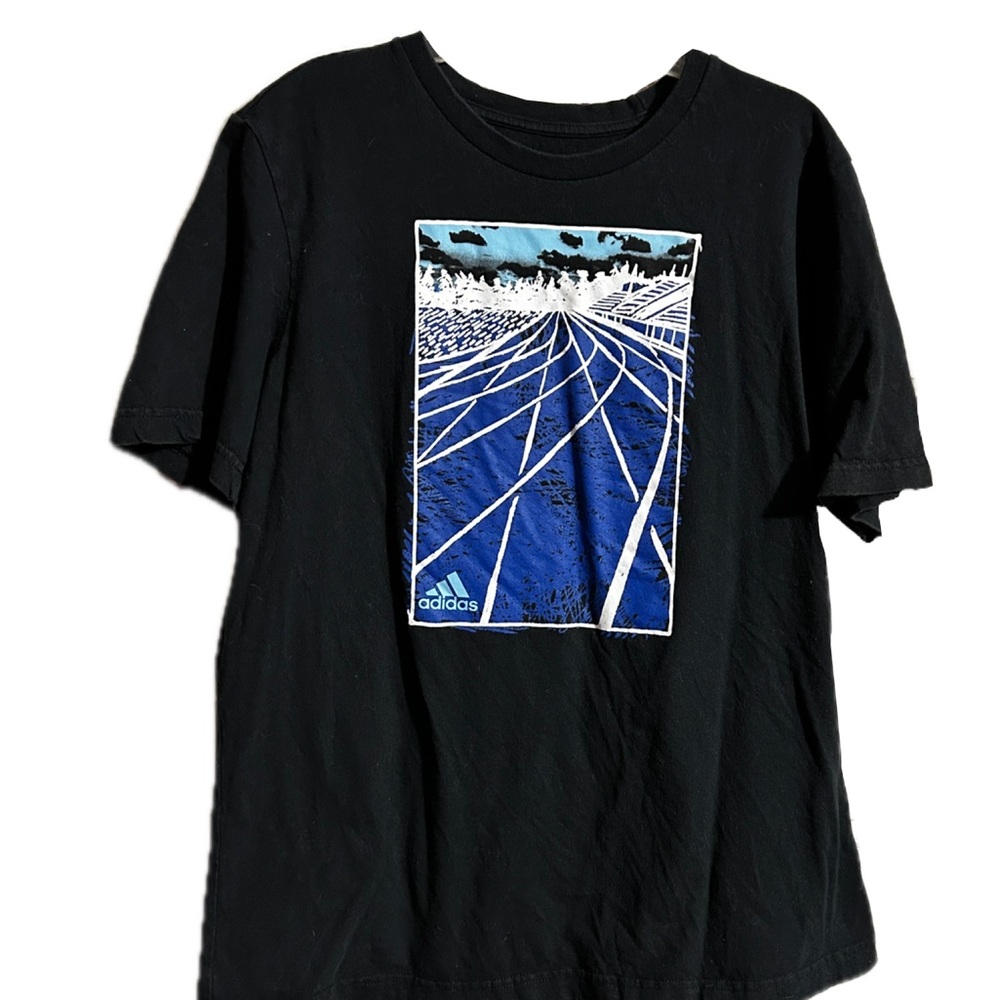 Mens Adidas Black Short Sleeve Tee Shirt Size Medium